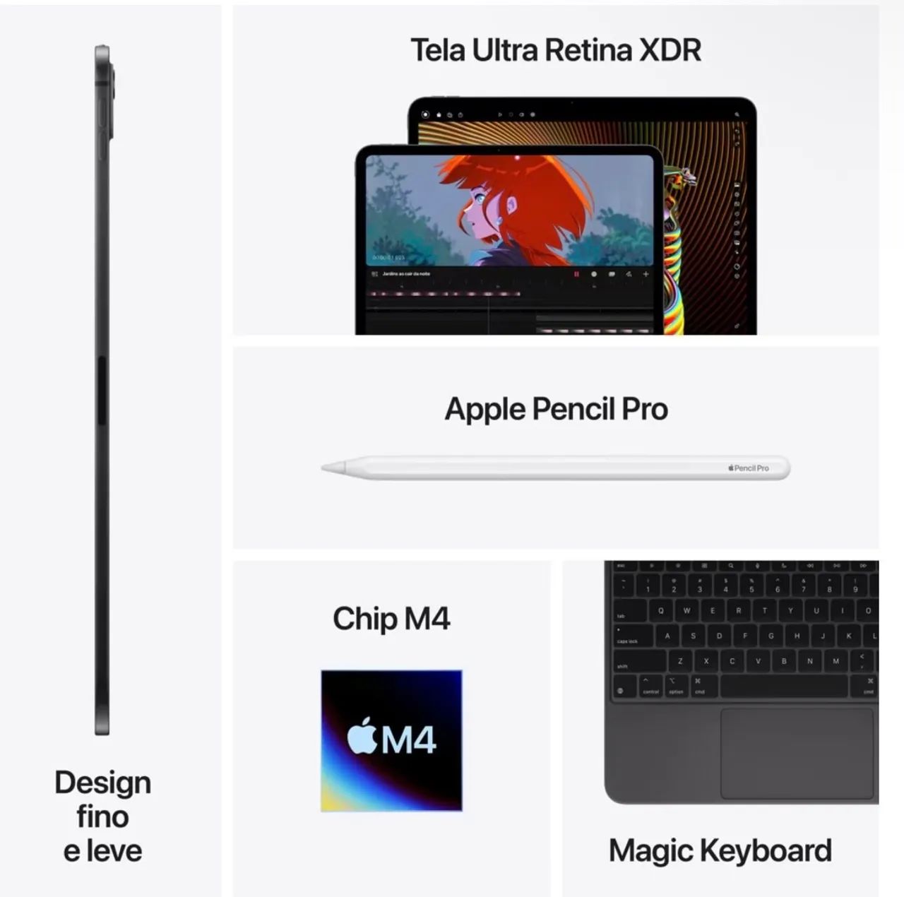 Ipad Pro M4 13 polegadas 256gb + Teclado Original Apple + Apple