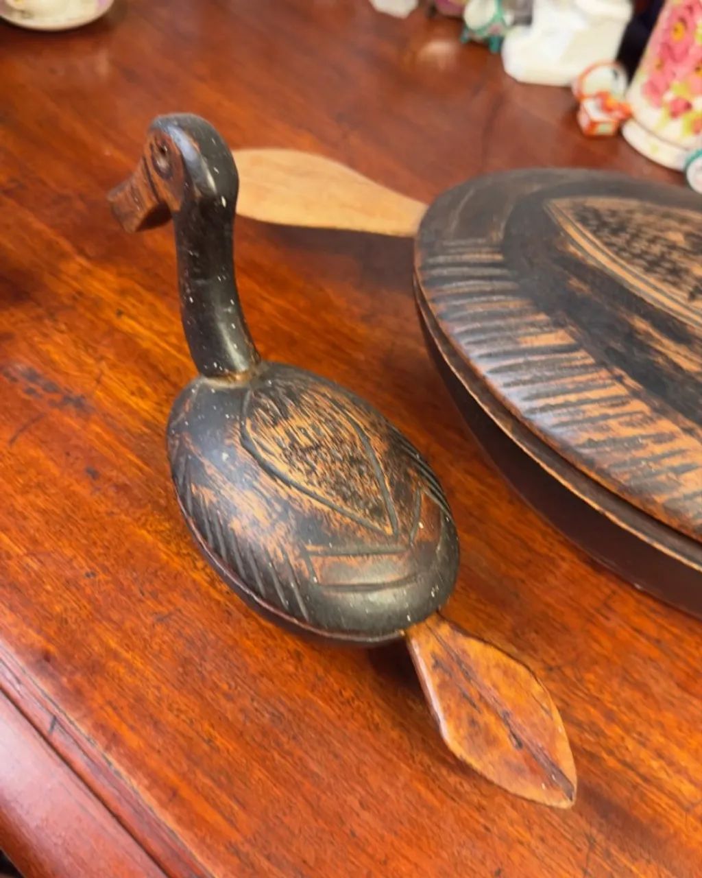 Par de antigas farinheiras Pato em madeira. - Foto 4