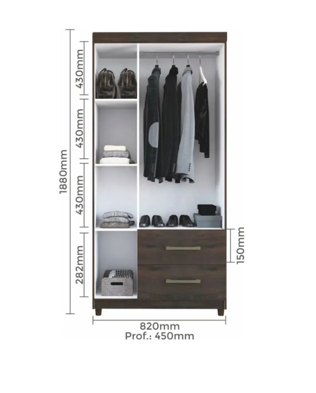 Guarda-Roupa 3 Portas com 2 Gavetas - Foto 4
