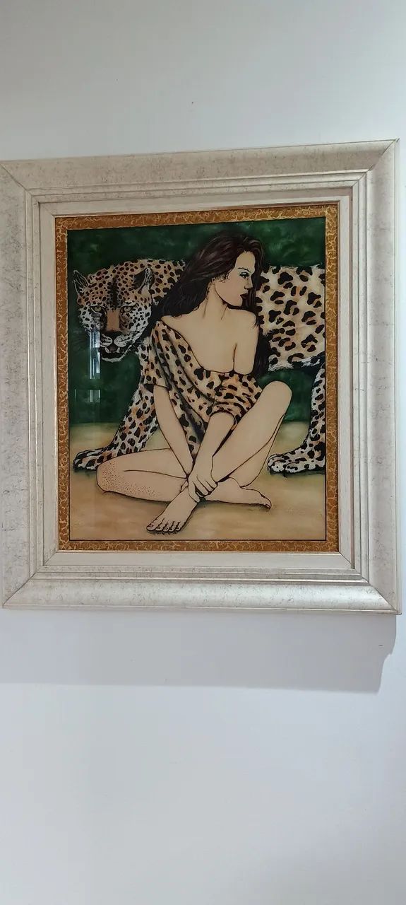 Quadro pintado a mão, moldura e vidro - Foto 4