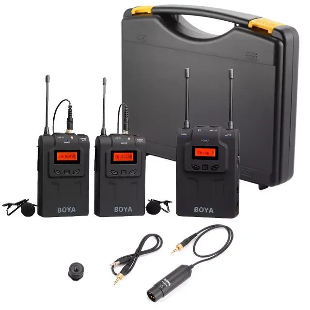 Sistema Duplo Microfone Lapela BOYA Condensador Omnidirecional