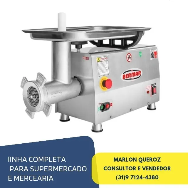Moedor de Carne Bermar Boca 22 Inox Novo Bivolt