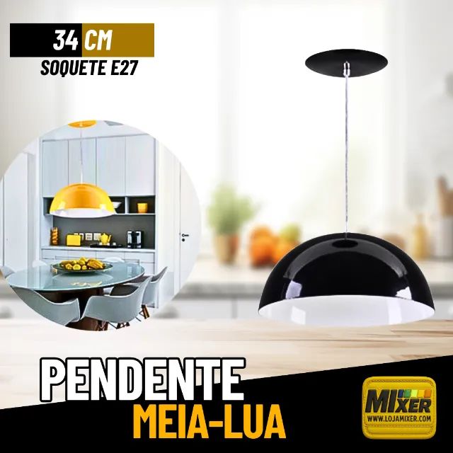 Pendente Lustre Meia Lua Alumínio 34cm _ CS44
