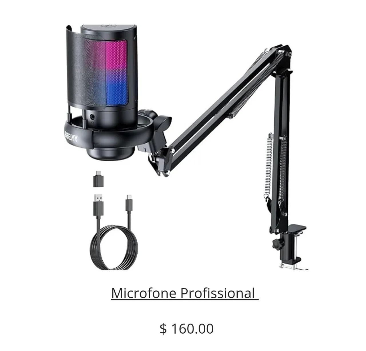 Microfone Profissional com Braço Ajustável