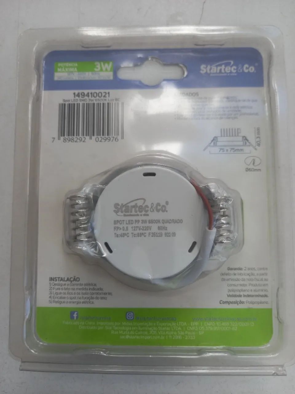 SPOT LED STARTEC 3W 6500K LUZ BRANCA - Foto 2