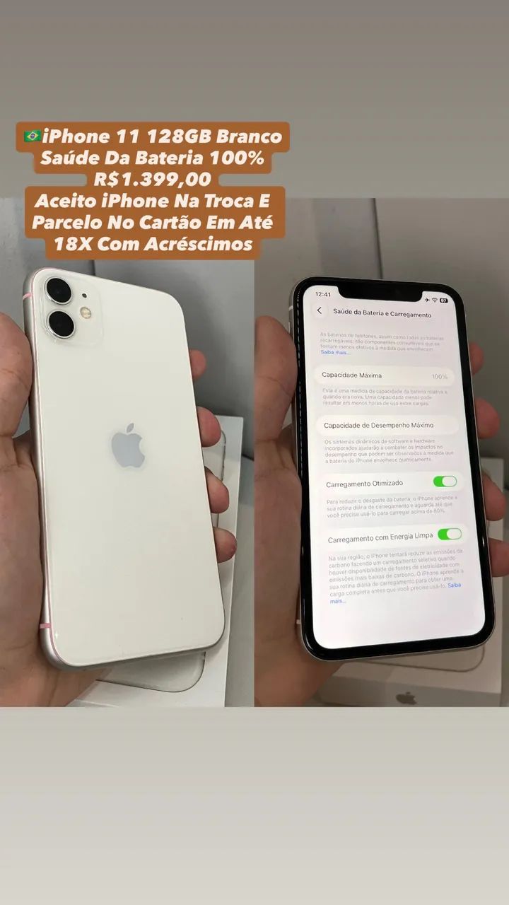 iPhone 11 128GB Branco - Em Perfeito Funcionamento (Usado)