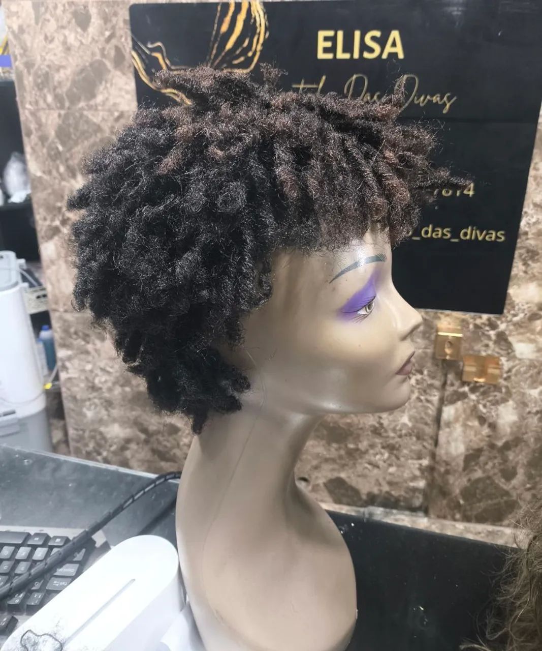 Peruca wig masculina, cabelo crespo  - Foto 3