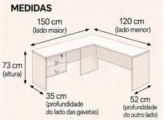 Mesa de Escritório em L Branca - Foto 5