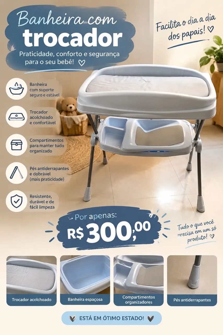 Berço + Banheira + Cadeira de balanço  - Foto 3