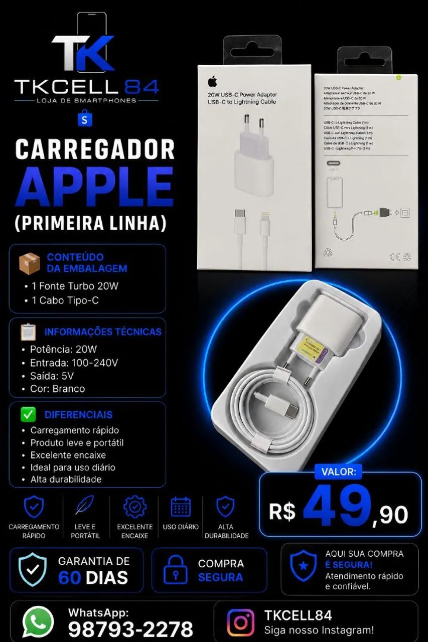 Carregador iphone 20W
