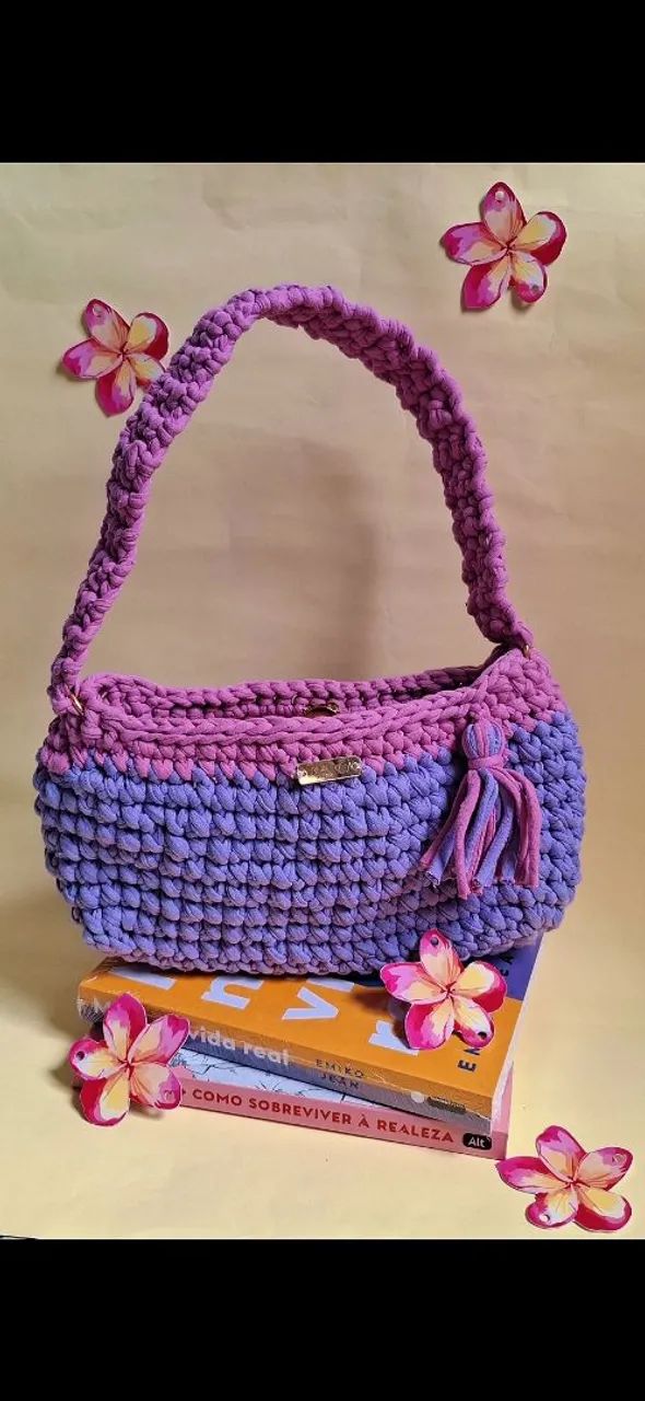 Bolsas de crochê de malha  - Foto 3