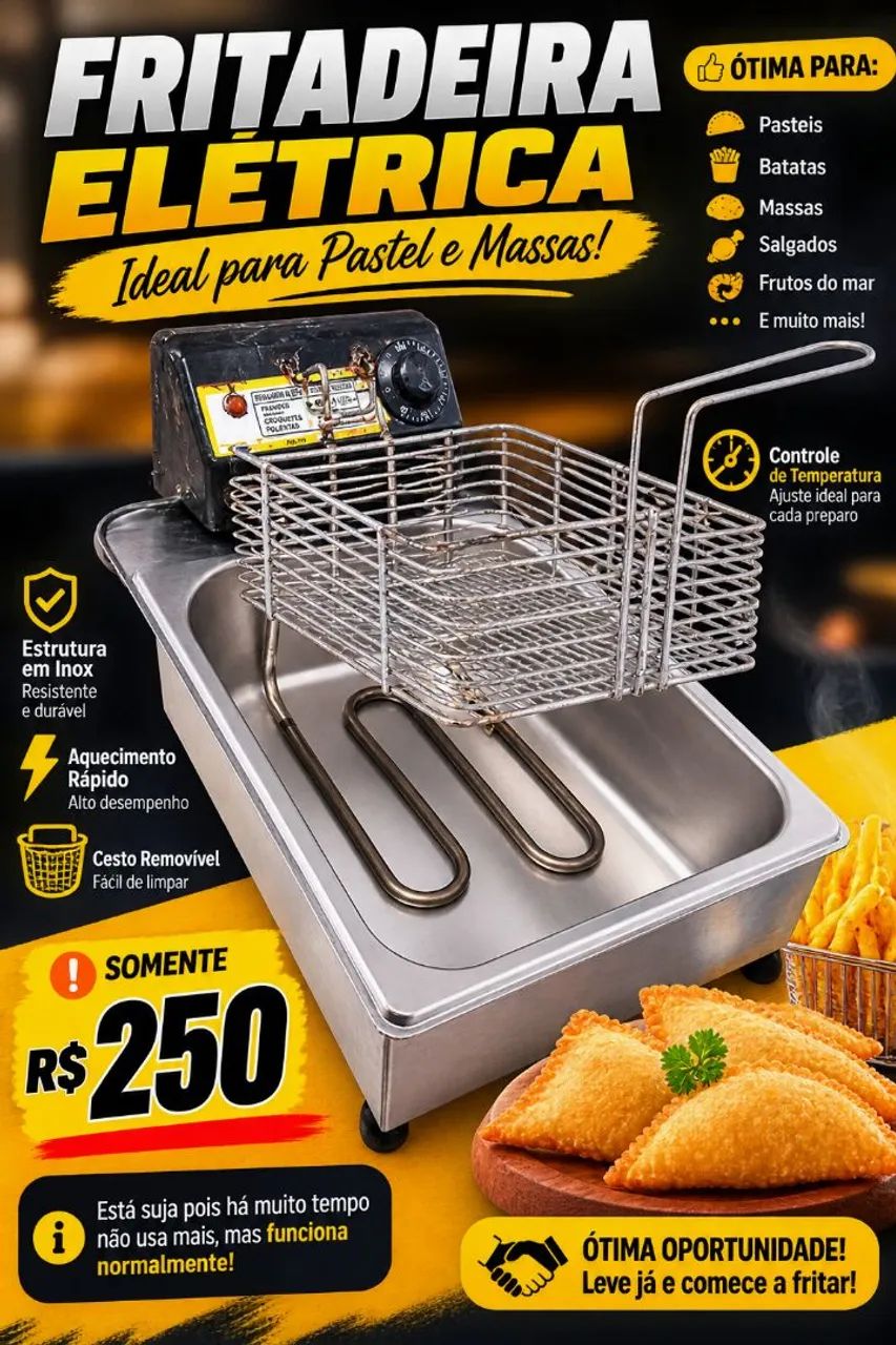 FRITADEIRA ELÉTRICA - IDEAL PARA PASTÉIS, MASSAS E SALGADOS