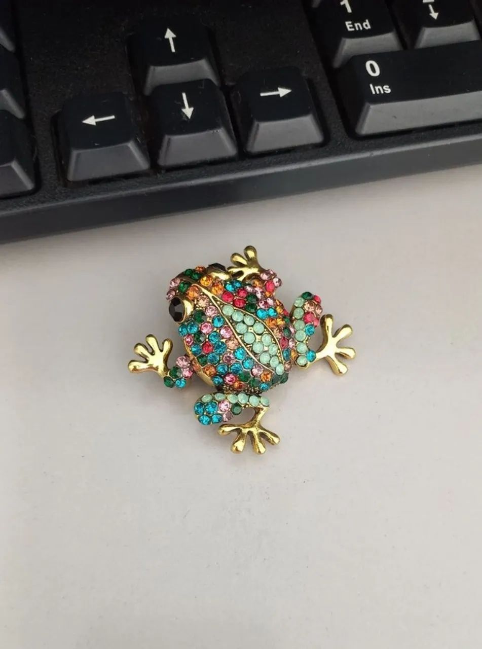 Broche de Sapo Strass Colorido (novo) - Foto 4