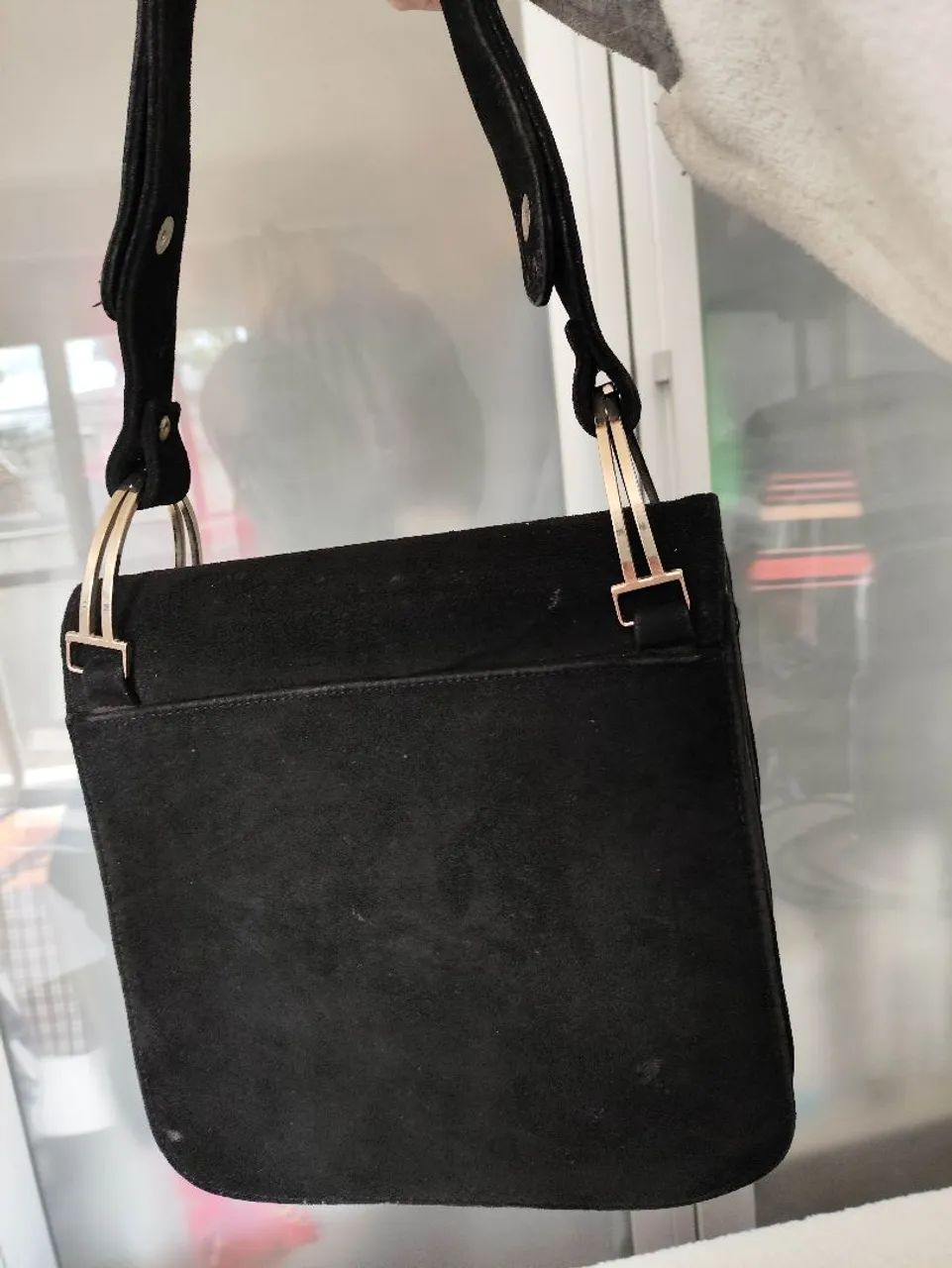 Bolsa de ombro camurça preta - Foto 3