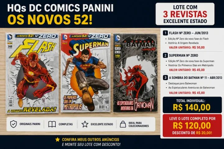 HQs DC Comics Panini - Os Novos 52 | Flash Nº Zero | Superman Nº Zero | Batman nº 11