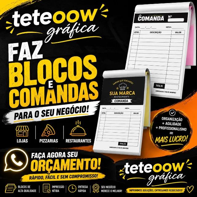 COMANDAS E BLOCOS PARA SUA EMPRESA