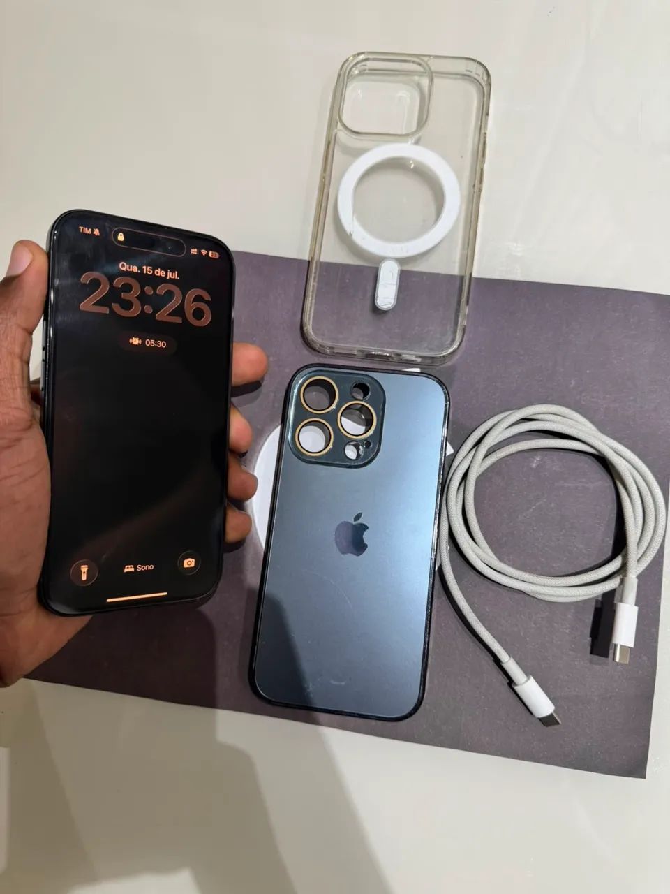 iPhone 15 Pro 256 GB - Titânio Azul - Foto 3