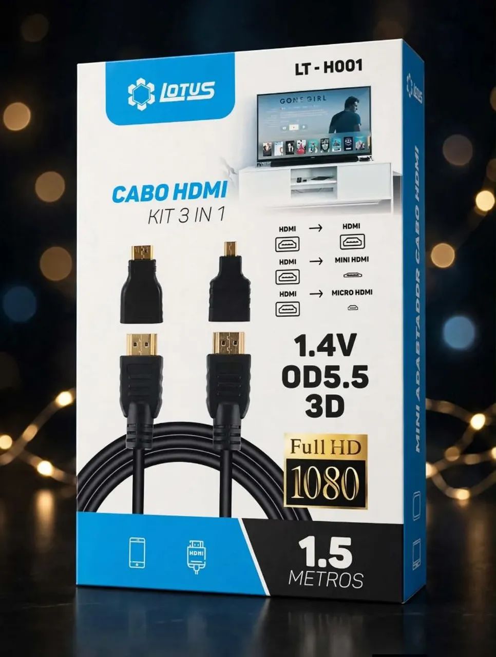 Kit HDMI, com todos modelos de HDMi, Micro HDMI e Mini HDMI