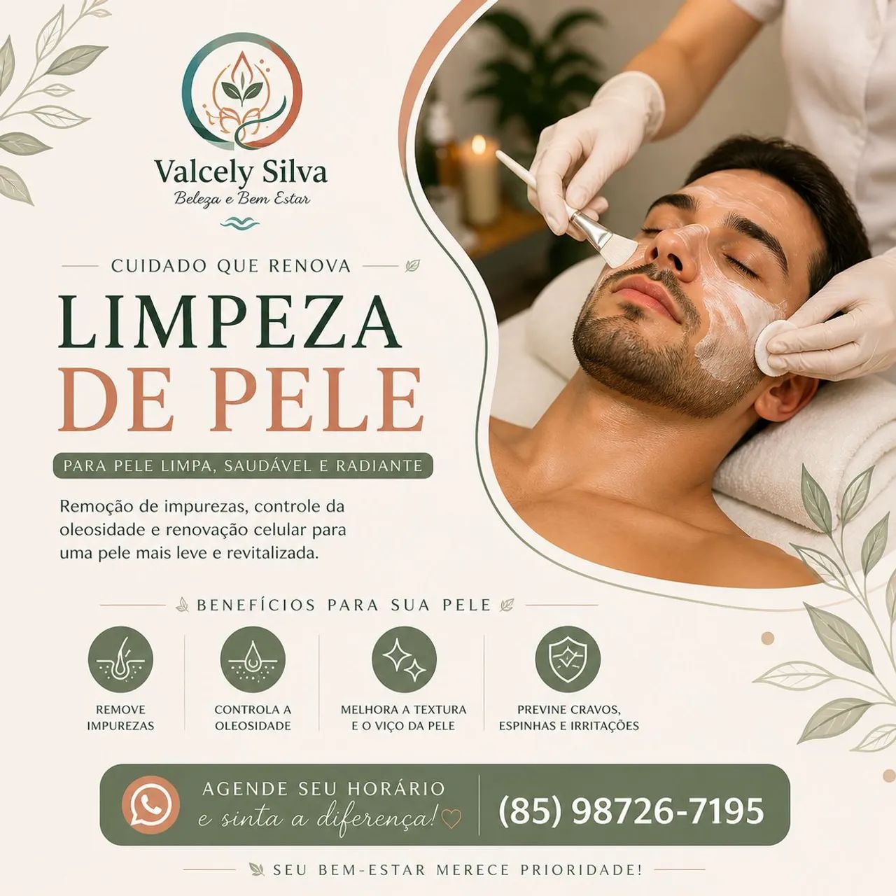 Limpeza de pele, Manicure e Pedicure, depilação