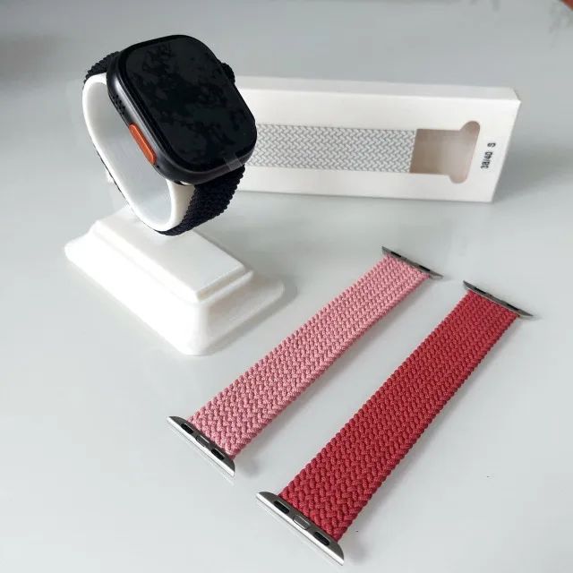 Pulseira para Watch Nylon Loop Solo Elástica 38/40 PP - Preta Rosa ou Vermelha - Foto 2