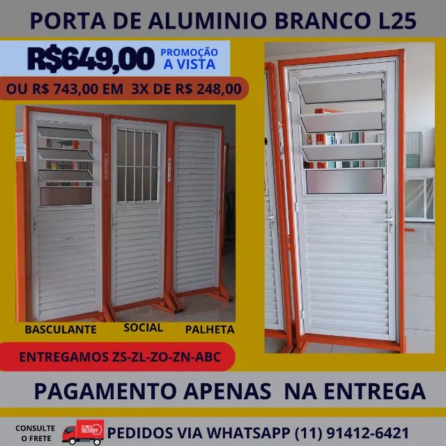 Porta  aluminio branco código 003 