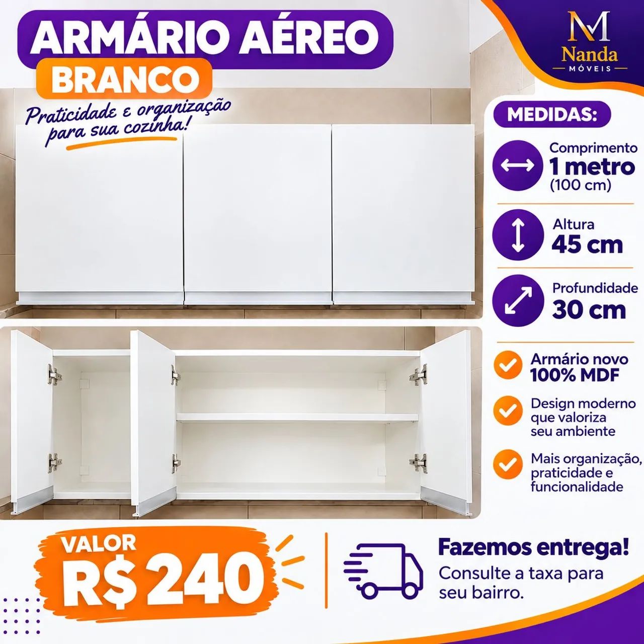 ARMÁRIO AÉREO BRANCO