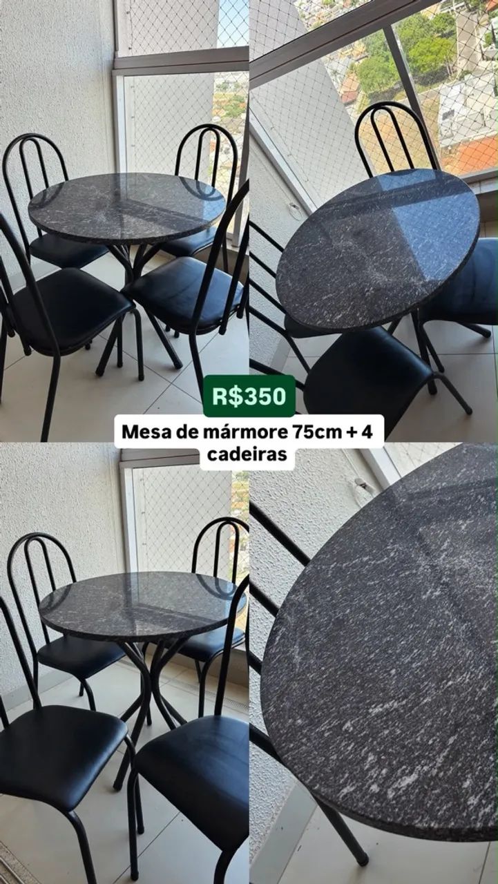 Mesa de mármore com 4 cadeiras 