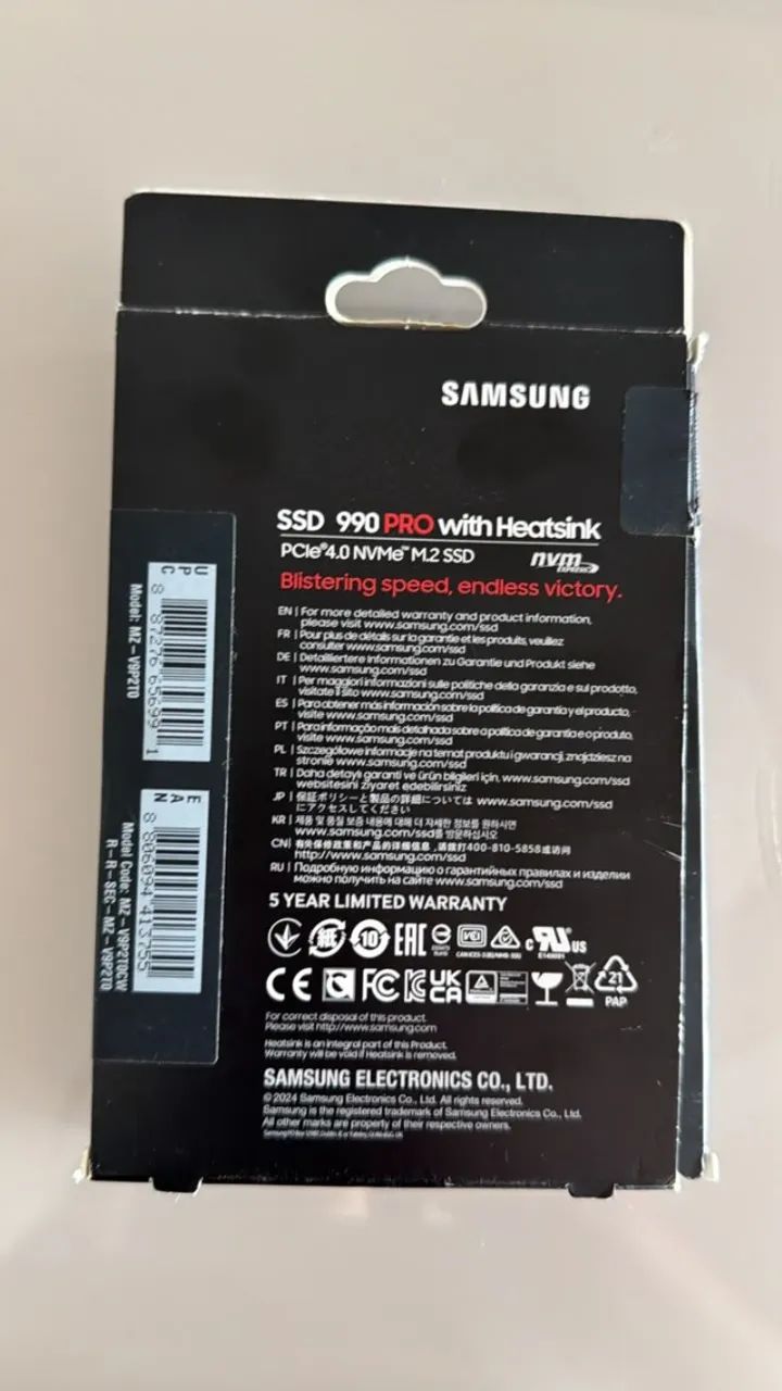 NVMe Samsung 990 PRO 2TB Heatsink M.2 2280 NVMe PCIe Gen4, até 7450MB/s leitura e 6900MB/s - Foto 2