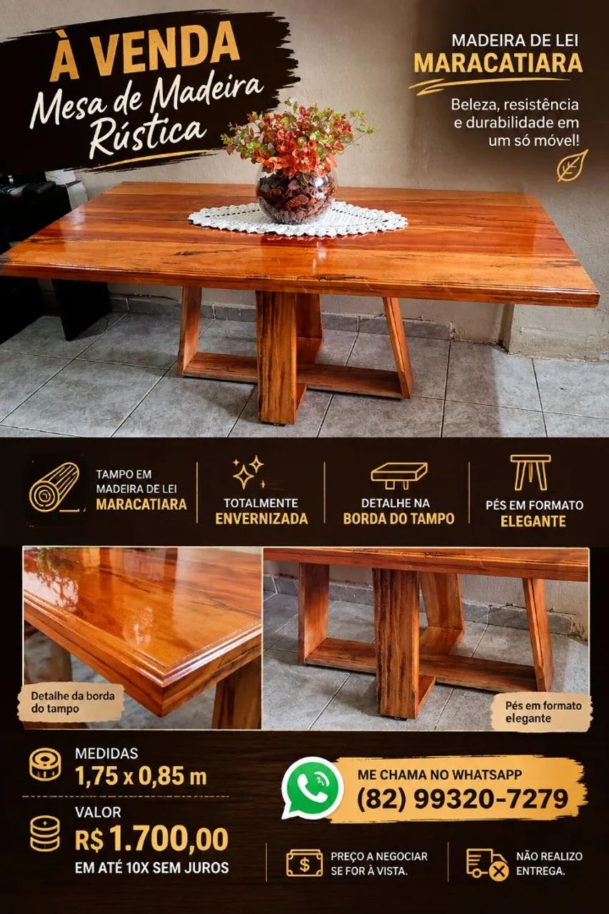 Mesa Rústica Madeira
