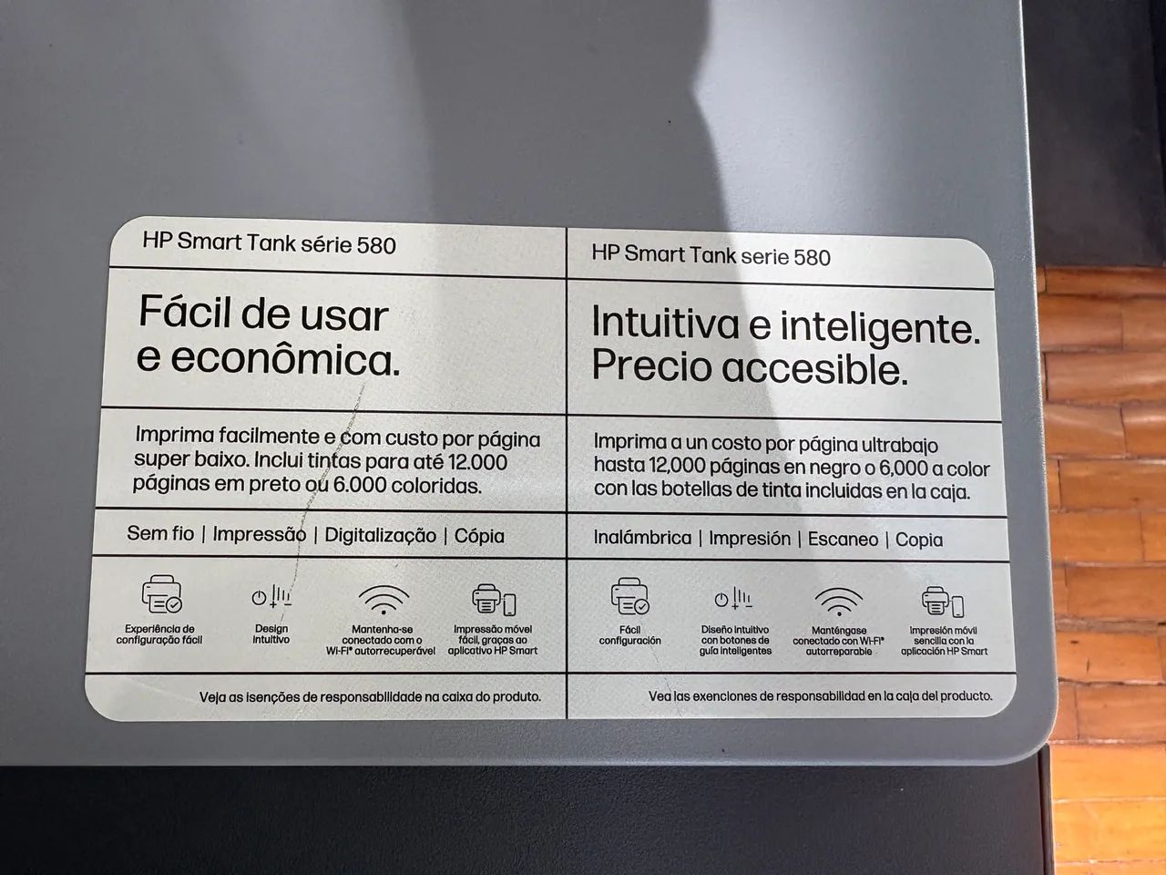Impressora HP Smart Tank série 580 usada  - Foto 3