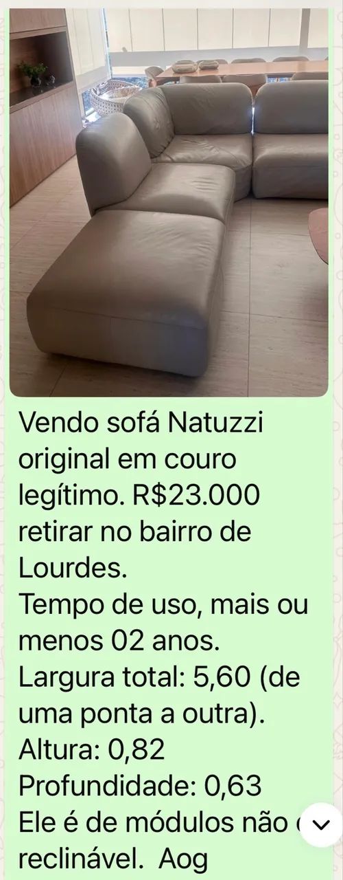 sofá de couro italiano original Natuzzi dois anos de uso - Foto 5