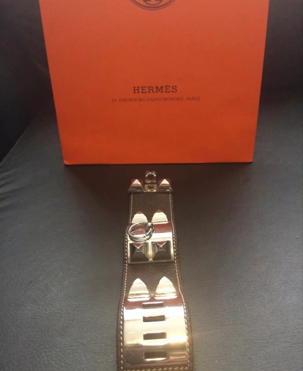 Bracelete Hermès Collier de Chien Marrom  - Foto 2