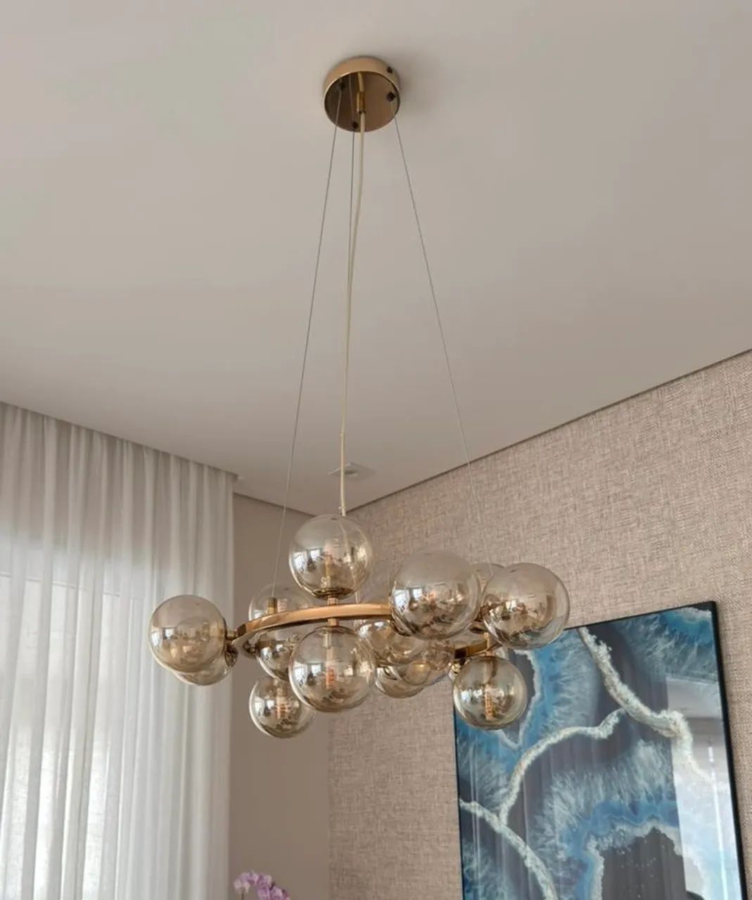 Lustre Pendente - Bolas Vidro Moderno - Foto 3
