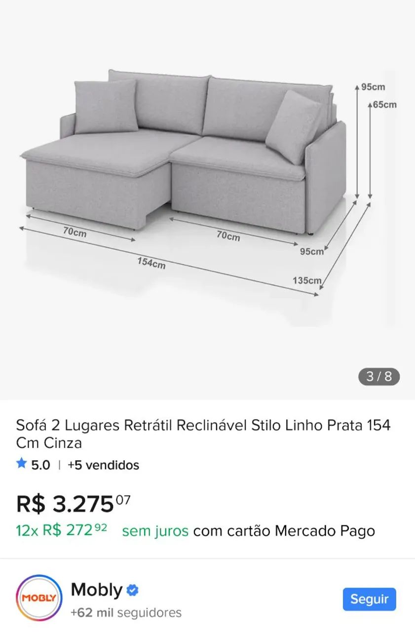 Sofá retrátil 2 lugares - Foto 3