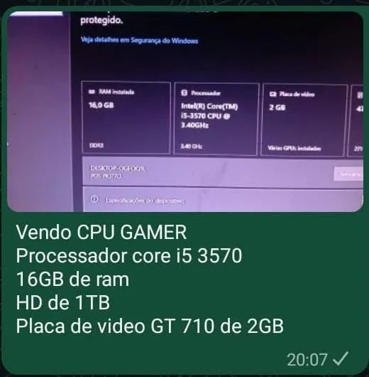 VENDO CPU GAMER