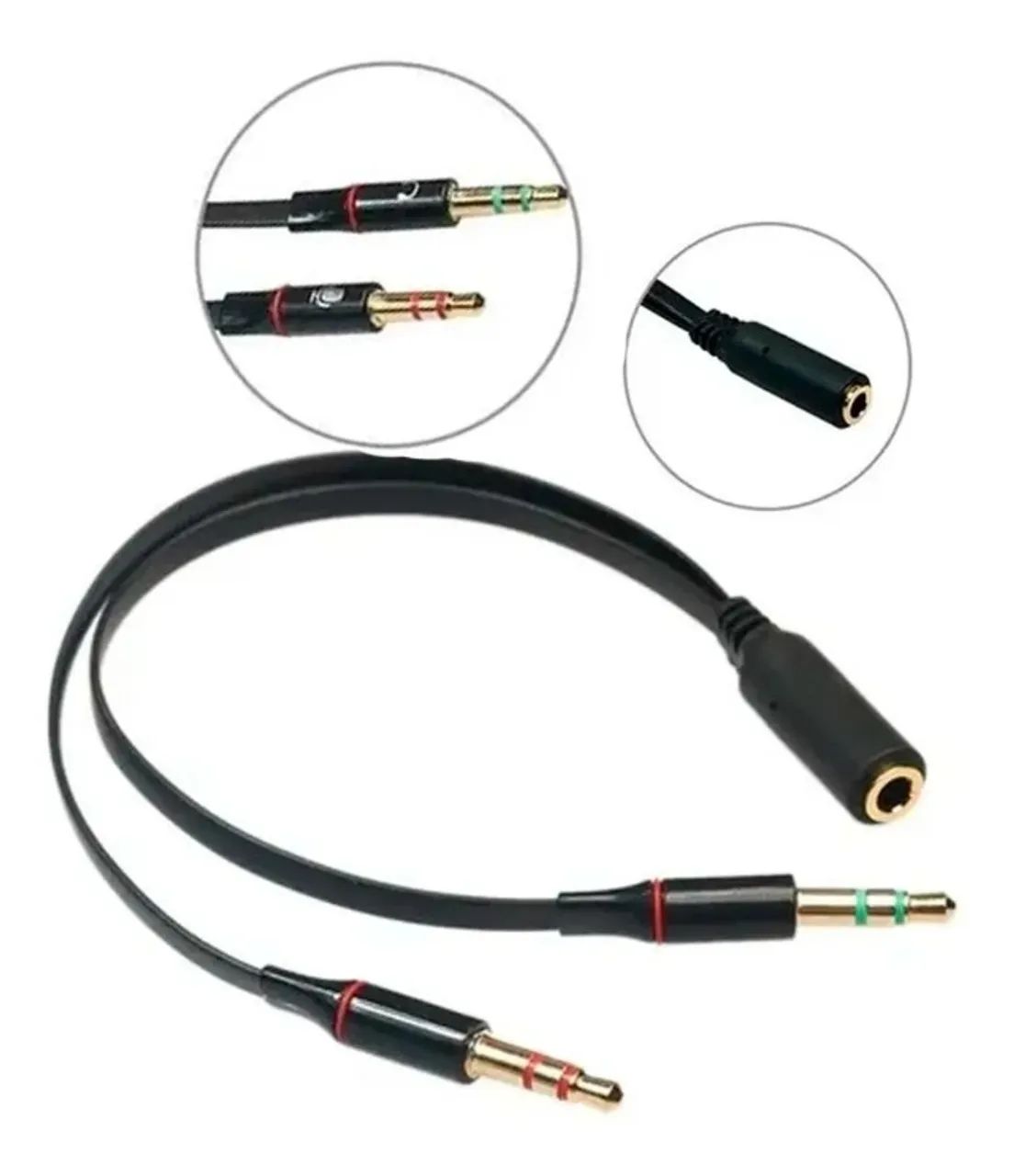 Cabo Adaptador P3 Fêmea para P2 Macho - Para Fone com Microfone Headphone Headset PC