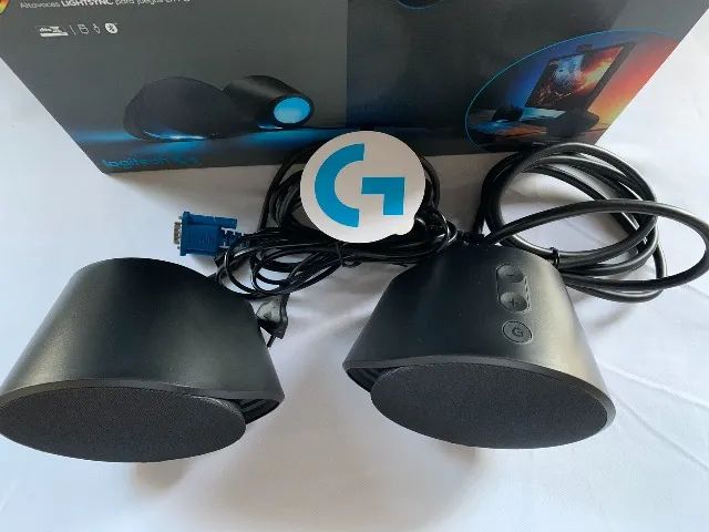 Caixa de som Logitech G560 com RGB LIGHTSYNC, Sistema 2.1 e Caixa de som Logitech G560 com RGB LIGHTSYNC, Sistema 2.1 e