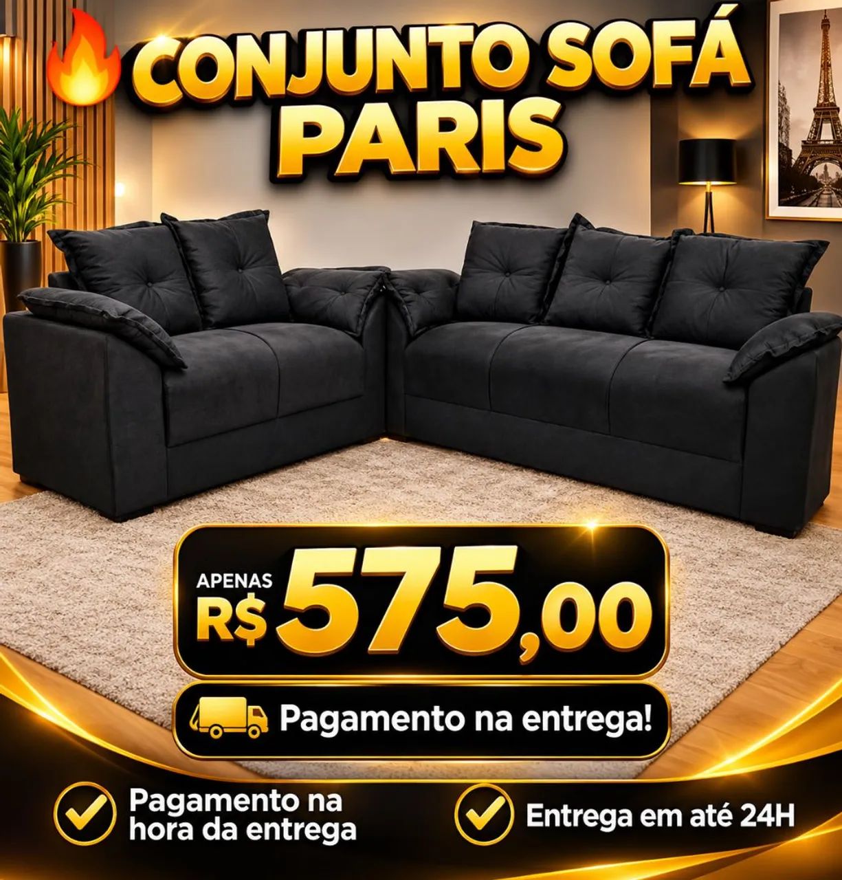 Sofá Paris 2 e 3 Lugares 