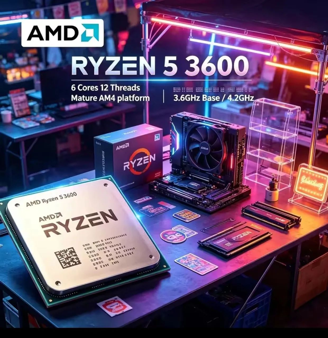Processador AMD Ryzen 5 3600 - 6 Núcleos / 12 Threads - Excelente