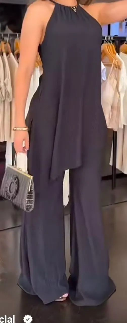 Conjunto plissado Bata Assimétrica Preto<br> - Foto 2