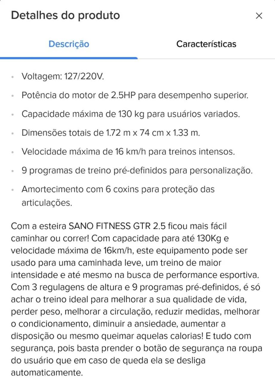 Esteira elétrica Sano Fitness  - Foto 2