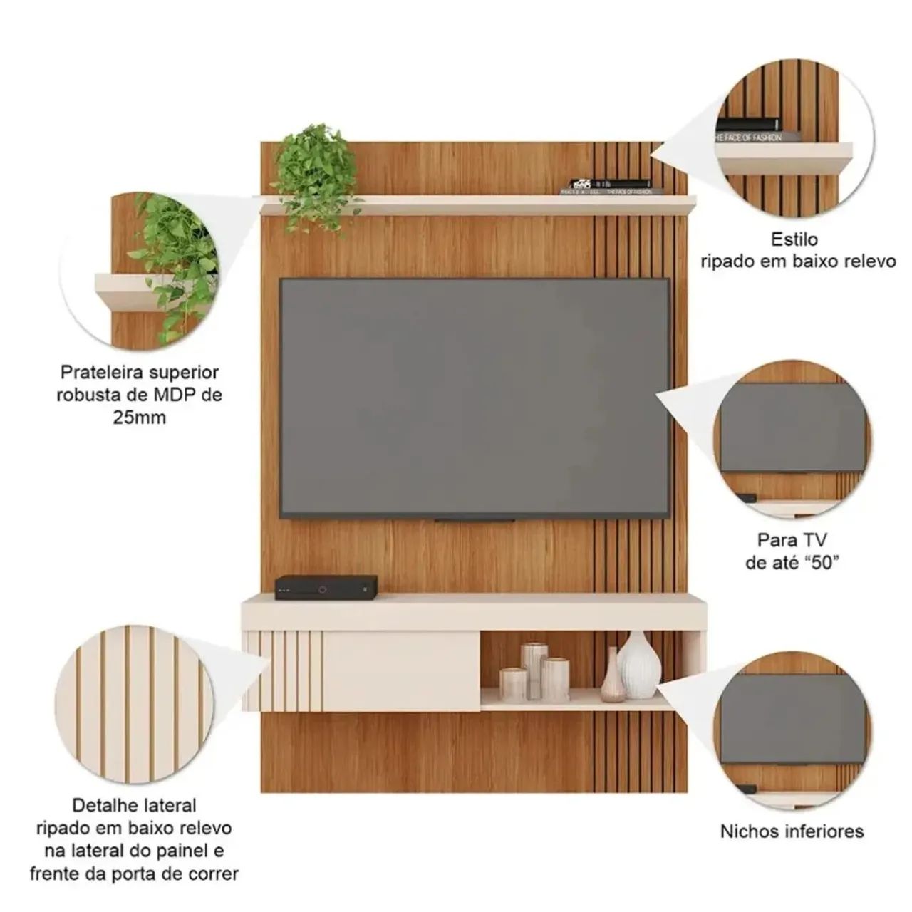 Painel Jade para Tv Até 50 Polegadas 1 Porta Caemmun _ pronta entrega  - Foto 3