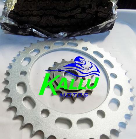 Kit relação titan 150 fan 150 aço 1045 completo kallu motos 