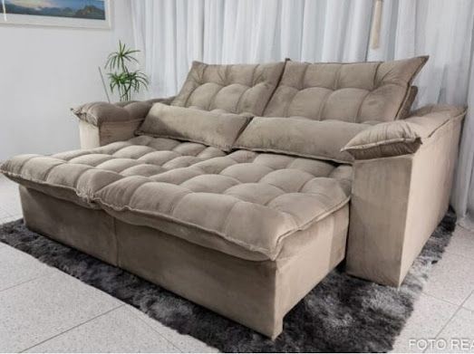 Sala sofá retrátil e reclinavel tecido veludo  - Foto 4