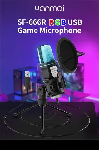 SOONHUA Microfone condensador USB para jogos, para PC, PS4, PS5 e Mac,  suporte antivibração, microfone de estúdio para música, vocais, podcasts,  jogos, streaming e muito mais, podcasts, , Discord : :  Instrumentos