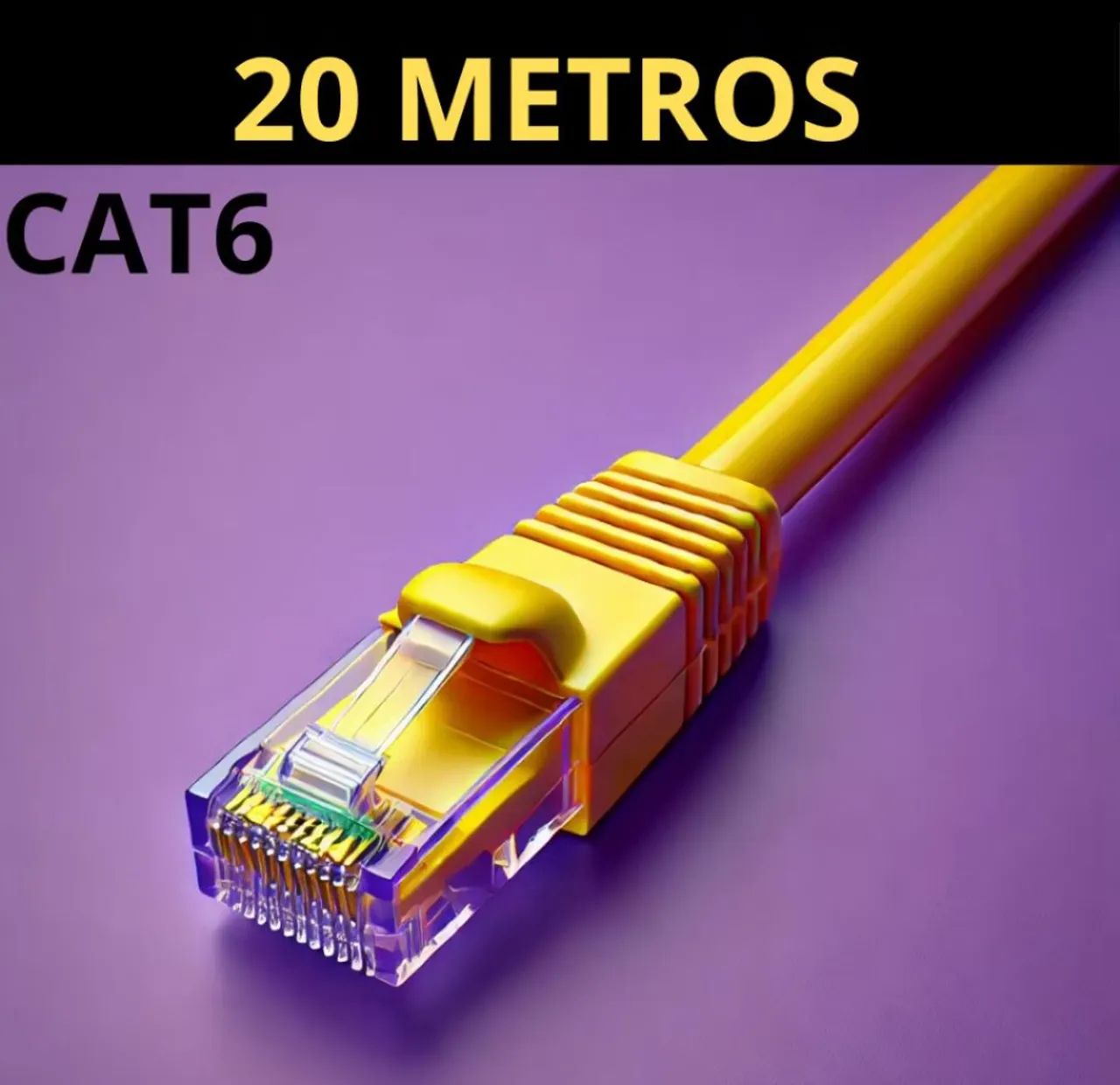 Cabo de Rede internet CAT6 1000 Mbps 20 metros Rj45 montado amarelo - Foto 5