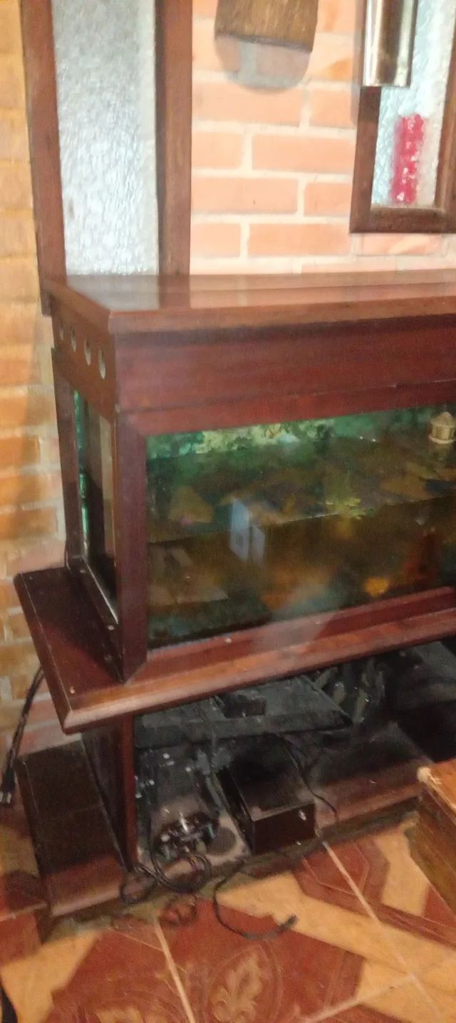 Aquario móvel imbuia maciça completo  - Foto 3