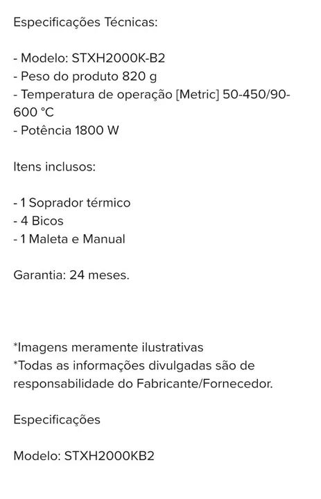 SOPRADOR TÉRMICO 1800W Stanley  - Foto 3