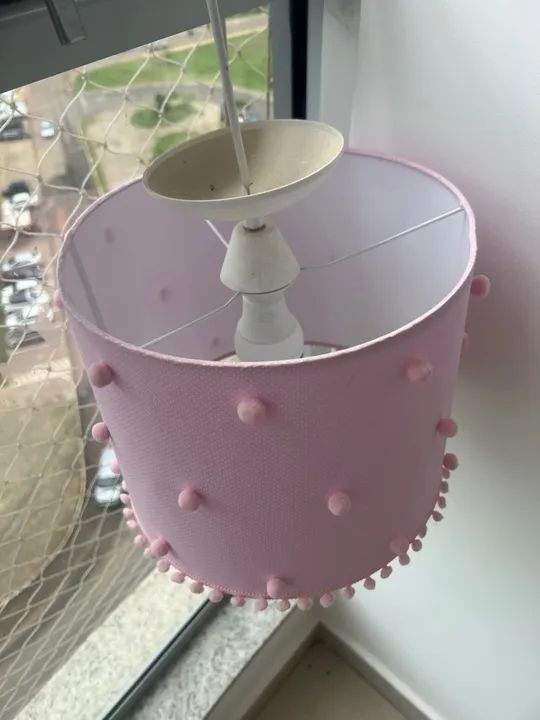 Lustre Plafon Cupula rosa com bolinhas - Foto 5