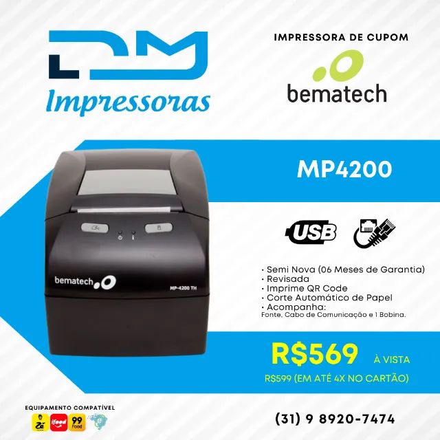Impressora Térmica de Bematech MP4200 Semi Nova - 06 Meses de Garantia - Foto 2